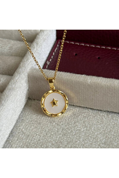 TURKAFONE Round Star Plate Necklace