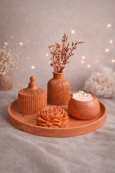 By Şirin Candle Lüx Salon Seti 5 parçalı Tabaklı Renkli