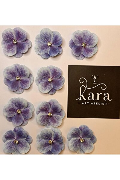 Kara Art Parlak Taşlı Lacivert Ortanca yapay Hazır Çiçek -20 Adet- Islak Dokulu