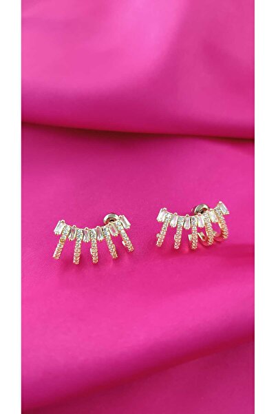 shop Women's Gold Steel Stone Ear Cuff Earrings – Modern Earrings with Sparkl...