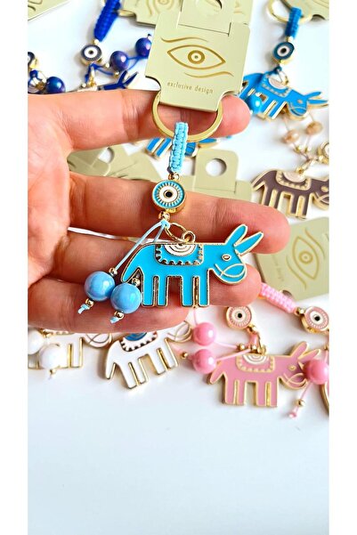 Cassime Μπρελόκ με ανοιχτό μπλε σχέδιο γαϊδούρας, επιχρυσωμένο, με μάτι της κ...