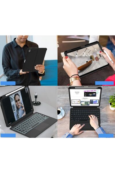 OEM Roofei Qwertz Husă cu tastatură Bluetooth pentru iPad generația a 10-a, cu suport rabatabil