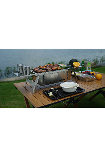 QINGYAN Katlanabilir Paslanmaz Çelik Pratik Kamp Mangalı