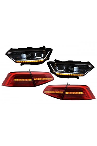 tuningset Faruri LED complete cu stopuri LED compatibile cu VW Passat B8 3G 2...