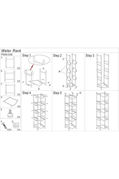 Yuwell YU WELL 5 Tier Water Jug Rack Heavy Duty Metal Water Bottle Holder for 5 Gallon Bottles Holder White