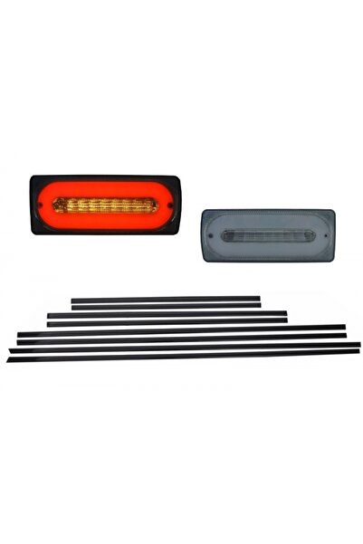 tuningset Stopuri LED cu bară luminoasă fumurie și ornamentele ușilor negre c...