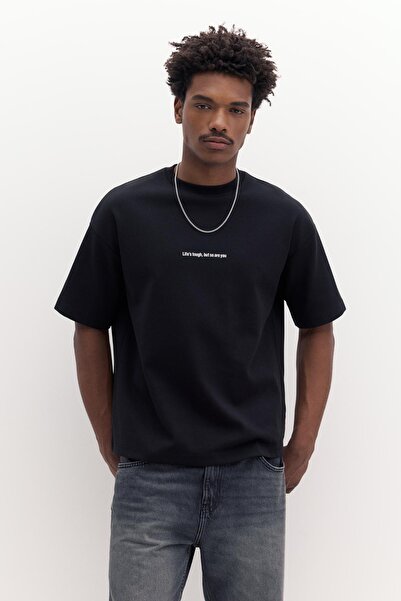 Pull & Bear Siyah grafik baskılı t-shirt