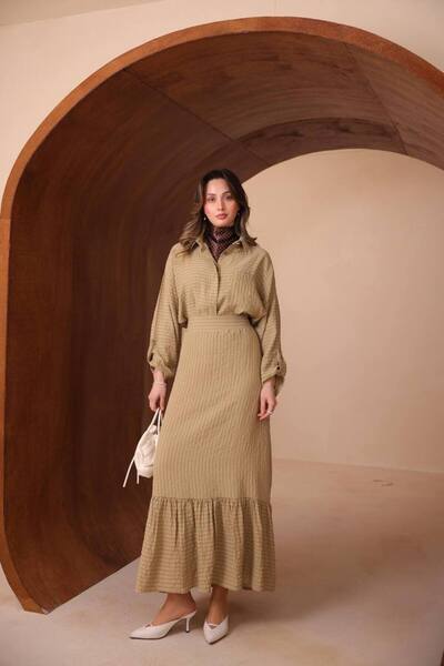 vikitekno Women's Premium Quality Striped Skirt Blouse Modal Double Set