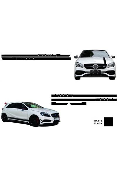 tuningset Set Autocolante Laterale Capotă Superioară Plafon Hayon Negru Mat c...