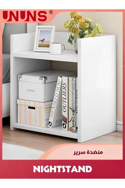 Nobrand منضدة بجانب الطاولة، منضدة خشبية متينة مع رف تخزين، طاولة جانبية حديث...