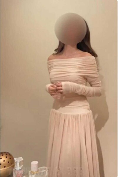 Linda ~ فستان طويل أوف شولدر بأكمام سكيني زم