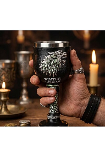 Kuzey Tacı Winter is Coming" Temalı Kurt Figürlü Fantastik Şarap – Paslanmaz ...