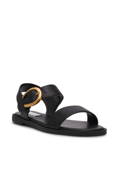 Steve Madden Resorts Solid Black Low Heel Sandals