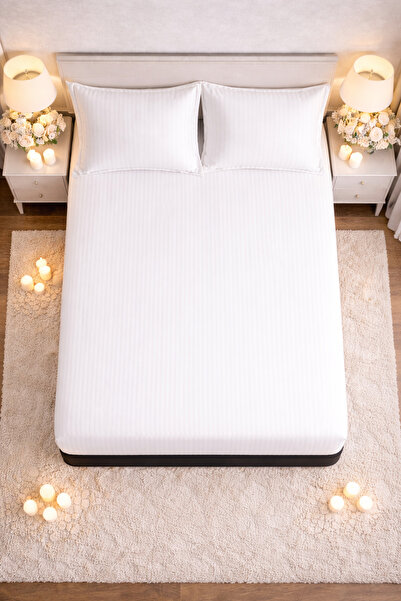 Elastic Fitted Bed Sheet 180x200 +25 cm for High Mattress, Set with 2 Pillowcases 55x80 cm miniatura 4