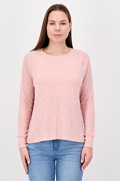 Undiz Women Crew Neck Ribbed Sweater, Pink