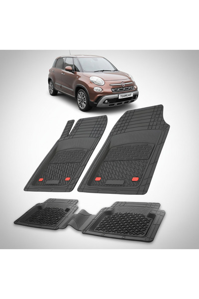 TEAMCAR Πατάκια δαπέδου συμβατά με Fiat 500L Cross Facelift 2017-2022 | Μαύρα