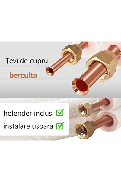AdroPro Kit 7 metri Teava Cupru 1/4'', 3/8'' pentru instalare, montaj Aer conditionat 9000 - 12000 BTU/h