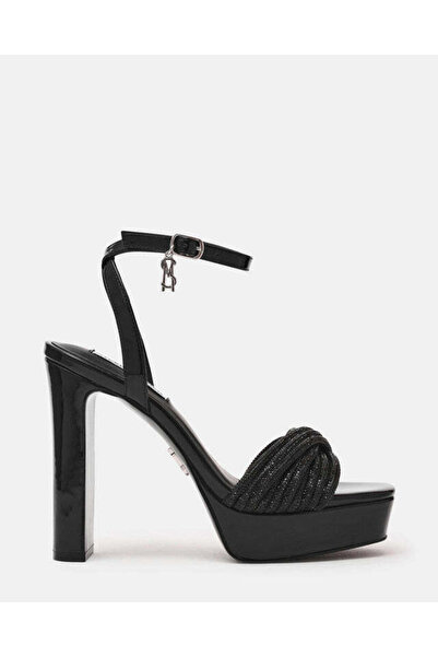 Steve Madden صندل ناني أسود سادة بكعب عالٍ