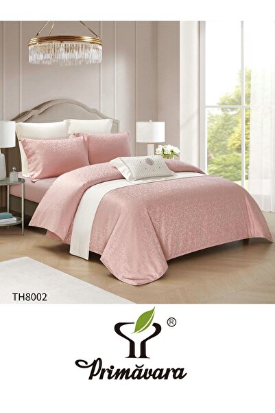 Primavara Lenjerie de pat dublu, Jacquard satinat, 4 piese, cearceaf cu elastic