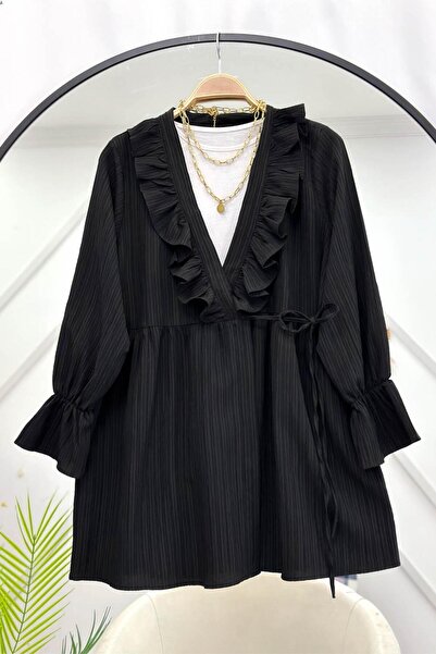 PALMİYE GİYİM Önü Fırfırlı Bağlamalı Kimono