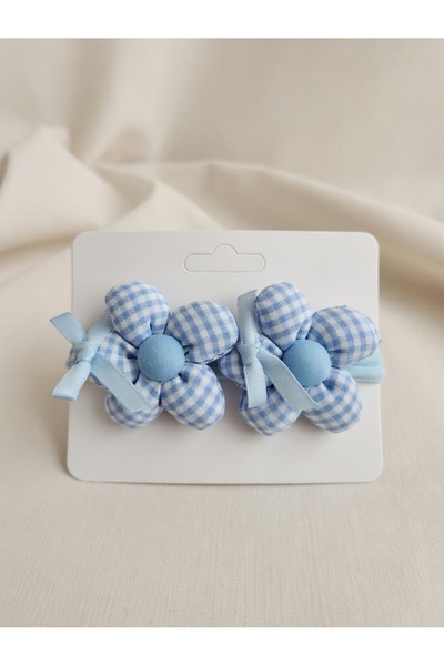 LİNACO مجموعة مشبك مطاطي مكونة من قطعتين باللون الأزرق المختلط مع زهور مصنوعة...