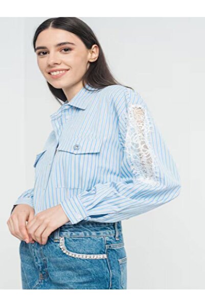 LIU JO MILANO Shirt with Patterned and embroidered lace sleeves