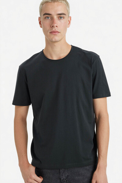 DeFacto 100% Cotton Heavy Fabric Anthracite Men's T-Shirt D5481Ax/Ar221
