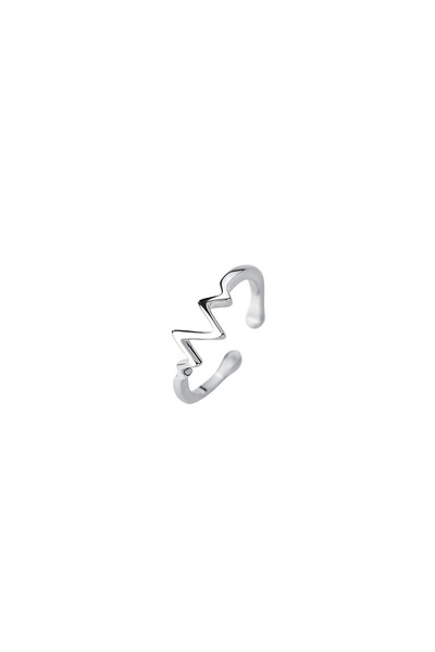 genernic Women's Ring Pulse of Life 925 Sterling Silver Rhodium Plated with C...