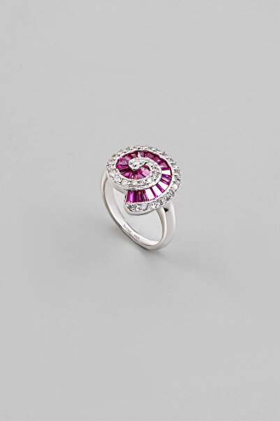 So CHIC... Renkli Basamak 18 Ayar Beyaz Altın Kaplama Gümüş Yüzük