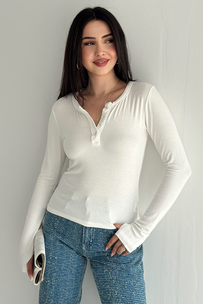 Noa&Noa Ženska bluza sa dugim rukavima i detaljima na dugmad – ležerna, moder...