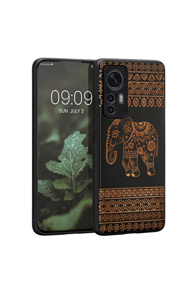 KWmobile Husă pentru Xiaomi 12/12X, Lemn, Maro/Negru, 56788.05