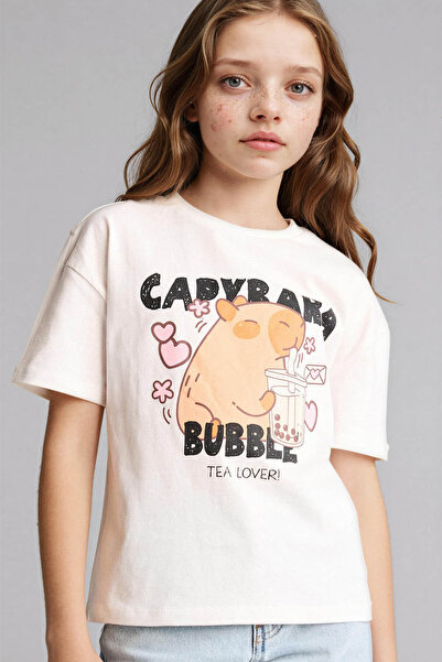 DeFacto Relax Fit με τύπωμα Εκρού Κοριτσίστικο T-Shirt G8208A8/ER105