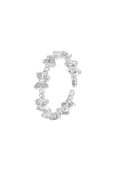 genernic Women's Butterfly Ring 925 Sterling Silver Rhodium Plated Zircon Ring
