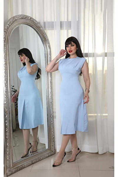 Abad Elegant Turkish midi dress in sky blue