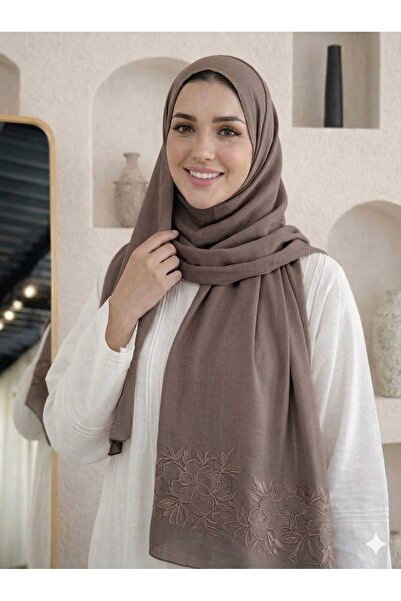 Veil Designer A two-layered brown veil with rose embroidery on both ends. The...