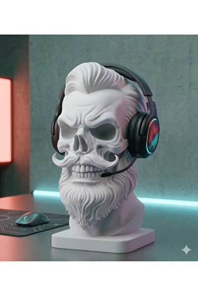 VerdaDesign 3D Baskı Bearded Skull: Sakallı Kurukafa Tasarıml Dekoratifı Beya...