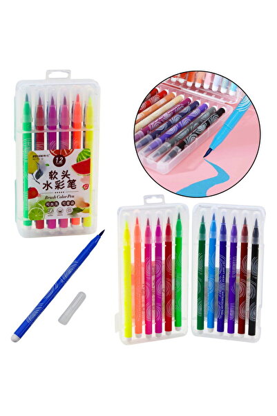 LEAN Watercolor markers in colorful organizer, set of 12 pieces
