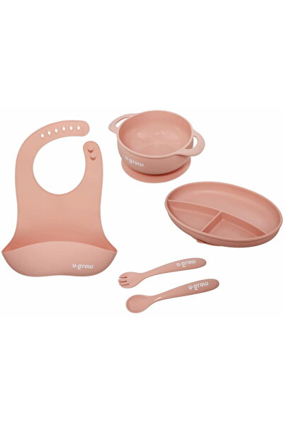 U-Grow Set diversificare 5 piese silicon, roz
