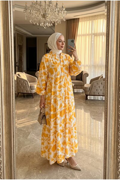 Kirazca Butik Γυναικείο μακρύ καλοκαιρινό φόρεμα χιτζάμπ Με φλοράλ μοτίβο στρ...