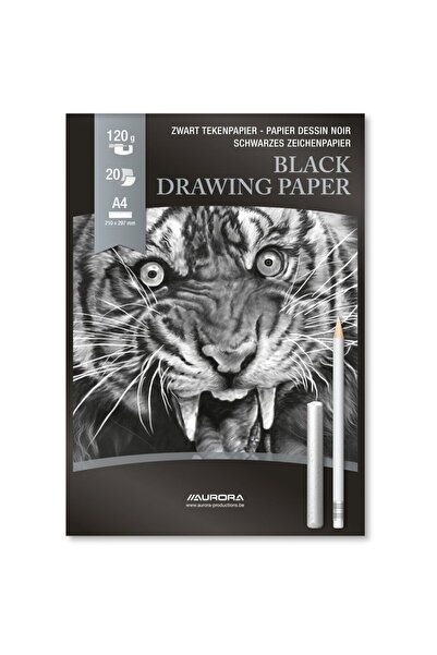 Aurora Bloc desen A4, 20 file - 120g/mp, Raphael - hartie neagra