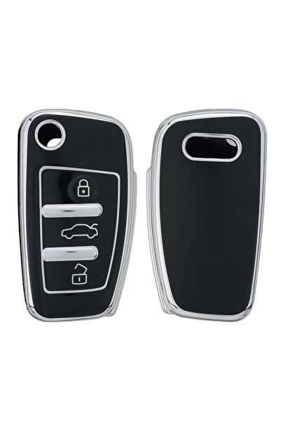 KWmobile Car Key Case for Audi 3 Buttons, Kwmobile, Black/Silver, Silicone, 5...
