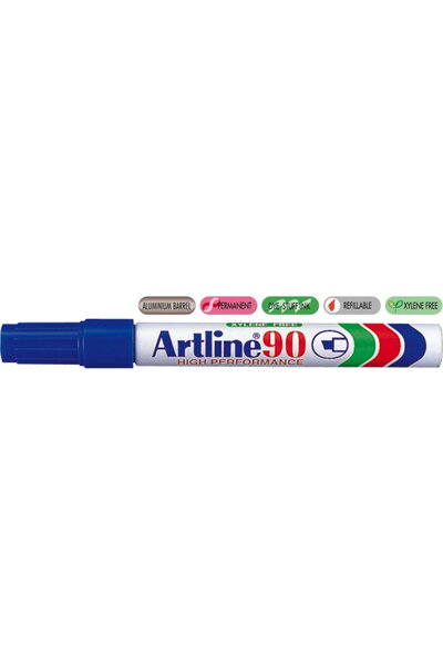 artline Permanent marker 90, corp metalic, varf tesit 2.0-5.0mm - albastru