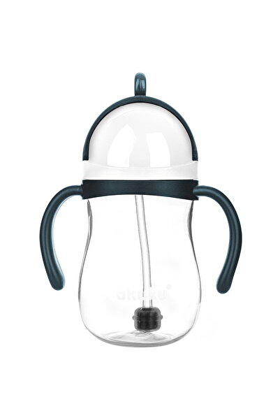 Akuku Sticlă magică cu pai și greutate 280 ml albă