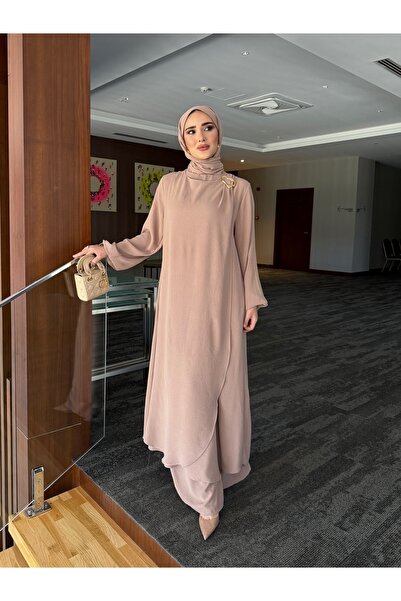sevannaluxurydesign Gold Broş Detay Tunik & Pantolon Takım