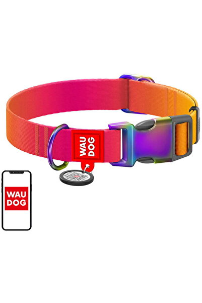 WAUDOG Zgarda pentru caine, cu cod QR, Nailon gradient, orange, size XL
