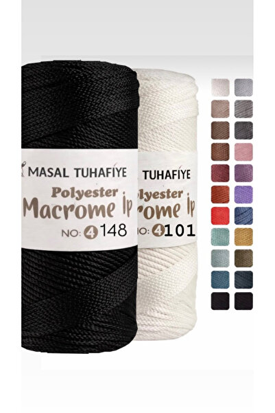 MASAL TUHAFİYE POLYESTER MAKROME SİYAH BEYAZ 400GR İKİZ 4 NUMARA