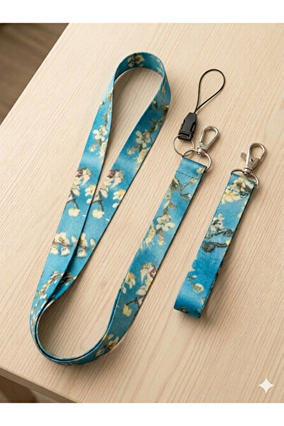 SERRADARDOKUMA Van Gogh Badem Ağacı Desenli Boyun İpi Boyun Askı İpi Boyun As...