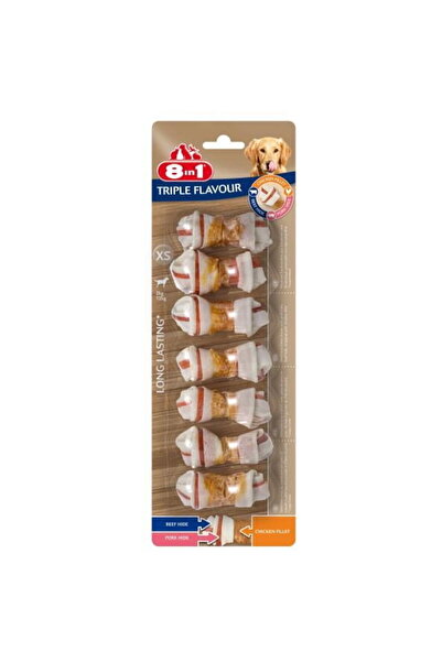 8in1 Os de câine XS cu aromă triplă - 7 buc.