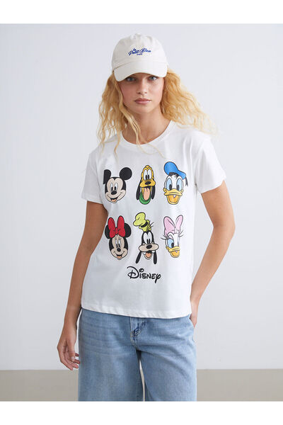 LC Waikiki Peak New Season Crew Neck Mickey and Friends Printed Women's T-Shirt