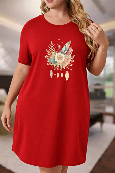 HOFFNUNG Unisex Short Sleeve Round Neck Feathers Flowers Solid Color Long Tshirt